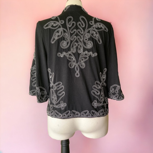 Objects D’Art Open blazer, black, beige embroidered, size XL - Picture 4 of 5